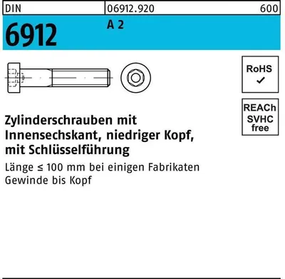Produktbild von Reyher  Zylinderschrauben DIN 6912 A 2 M 8 x 65 A 2 (100 Stück)