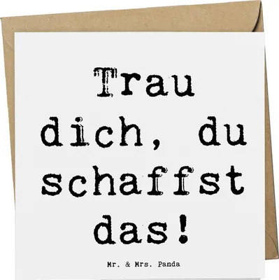 Produktbild von Mr. & Mrs. Panda Glückwunschkarte Spruch Angst überwinden - Weiß - Geschenk, Freude, Trost, Grußkarte, doppelkarte, Selbstvertrauen, Zuversicht, Trau dich, Vertrauem