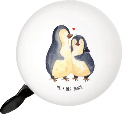 Produktbild von Mr. & Mrs. Panda Fahrradklingel Pinguin umarmen - Weiß - Geschenk, Fahrrad-Klingel, Hochzeitstag, Liebe, Verknallt, Hochzeitsgeschenk, Fahrrad-Glocke, Umarmung Verliebt