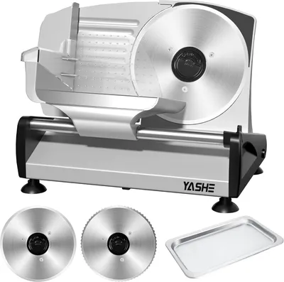 Produktbild von YASHE Elektrische Allesschneider Mit Leisem DC-Motor, 200W Brotschneidemaschine, Duale 19CM Edelstahlklingen