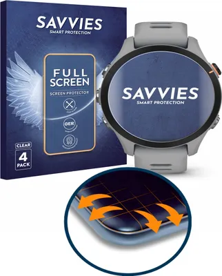 Produktbild von 4x Savvies Fullscreen Schutzfolie für Garmin Forerunner 255S Displayschutz Folie Fullcover Klar Transparent