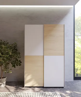 Produktbild von Schiebetürenschrank >Schach&matt< in Weiss  / Puccini Eiche - 120,1x190,5x61,2cm B/H/T