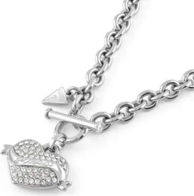 Obrázek produktu pro Guess JUBN05475JWRHT/U Dámský náhrdelník ve tvaru srdce z nerezové oceli, stříbrný, bílý, 45,5 cm