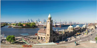 Produktbild von ARTland Wandbild Alu für Innen & Outdoor Hamburg St. Pauli Landungsbrücken Größe: 100x50 cm
