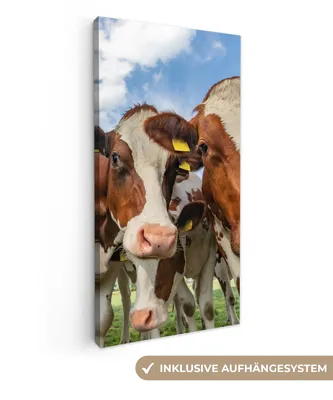Produktbild von MuchoWow® - Leinwandbilder - Kühe - Tiere - Wiese - Natur, Wandbild, Wanddeko Bilder Wohnzimmer, 20x40 cm
