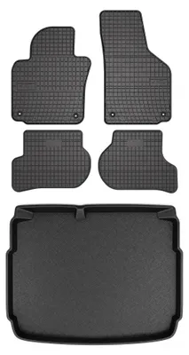 Productafbeelding van Rubberen automatten + kofferbakmat voor Seat Leon II 2005-2012 (hatchback) – 5-delig, zwart, op maat – Wielganizator SolidPRO
