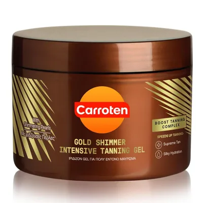 Obrázok produktu pre Carroten Gold Tanning Gel - urýchľovač opálenia s trblietavými perličkami - Mrkvový opaľovací gél pre rýchle opálenie, 150 ml