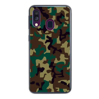 Produktbild von MuchoWow® Handyhülle Schutzhülle Hülle für Samsung Galaxy A40 Camouflage-Muster mit dunklen Farben Silikon Softcase Handy Hülle - Handy-Tasche