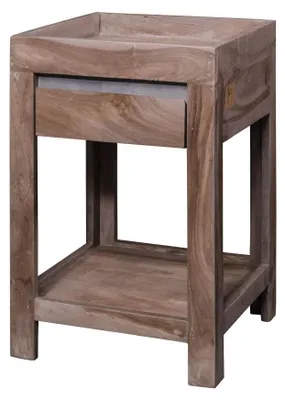 Immagine prodotto di MASSIVMOEBEL24 | tavolo d'appoggio in legno di Sheesham / palissandro 40x40x60 smoked oak laccato SYDNEY #236