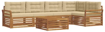 Productafbeelding van vidaXL Tuinset met 6 zitplaatsen, natuurlijke en beige kleuren