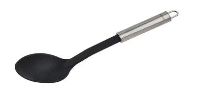 Immagine prodotto di Cucchiaio da portata Fackelmann, 31 cm, MANICO OVAL, cucchiaio da portata per pentole e padelle antiaderenti, utensile da cucina in acciaio inossidabile e plastica di alta qualità (colore: argento/nero)