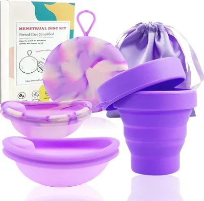 Wiederverwendbare Menstruationsscheiben Set von 2 - Silikon Menstruationstassen (S + L)