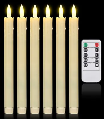 Produktbild von 6 Stück LED Stabkerzen mit Timerfunktion und Fernbedienung, LED Kerzen Flackernde Flamme, 3D-Docht/Batteriebetrieben Kerzen, LED Weihnachtskerzen