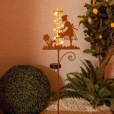 Image de Lampe solaire pluviomètre pour jardin optique rouille extérieur lampe solaire 5282614