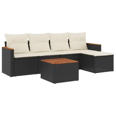 Produktbild von vidaXL 6-tlg. Garten-Sofagarnitur mit Kissen Schwarz Poly Rattan