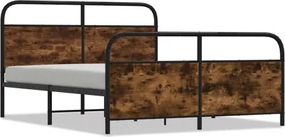 Obrázek produktu pro vidaXL Kovová postel bez matrace, kouřový dub 200x200 cm