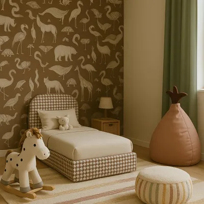 Produktbild von Sofello Modernes Polsterbett 90-120x200 MOON Braun 90x200 Metall-Lattenrost Hochwertig Bett mit Bettkasten und Stauraum – Kinderkollektion