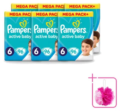 Immagine prodotto di 6 pannolini Pampers Active Baby, taglia 6, per bambini da 15 kg in su - confezione risparmio - 6 pezzi