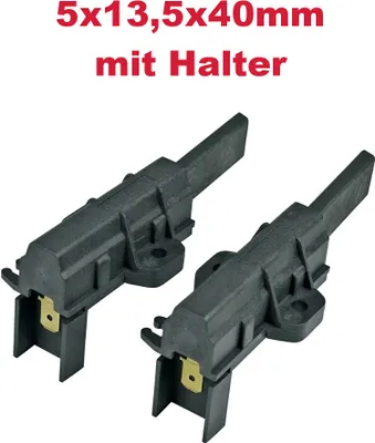 Produktbild von 2x Kohlebürsten Motorkohlen 5x13,5x40mm mit 6,3mm AMP Anschlussfahne und Halter für Welling-Motoren Waschmaschinen wie Indesit C00273898
