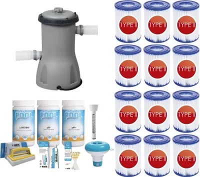 Obrázok produktu pre WAYS - Starostlivosť o bazén - Balenie filtračného média a filtračného čerpadla 3028 L/u a 12 filtrov typu II