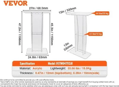 Zdjęcie produktu dla Akrylowy stojak na podium, Ergonomiczna konstrukcja, Konstrukcja z przezroczystego akrylu, Biały