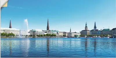 Produktbild von ARTland Wandbild, selbstklebend Hamburg Alsterpanorama Größe: 100x50 cm