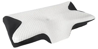 Obrázek produktu pro Polštář z paměťové pěny, ergonomický tvar, prodyšný potah, černý, jak je na obrázku