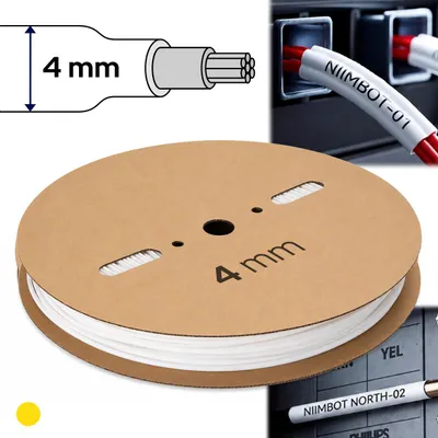 Produktbild von Schrumpfschläuche für den Niimbot C1 Drucker, zur Kennzeichnung von Kabeln und Leitungen, 4 mm