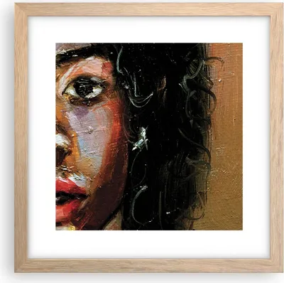 Produktbild von Gerahmtes Poster - Rahmen in heller Eiche - Pastos Porträt afrikanisch - 30x30 cm - Wand Bild - Wanddeko - Wandbilder - Kunstposter - Wandposter - Bilderrahmen - Bilder - Kunstdruck - P2NAC30x30-4674