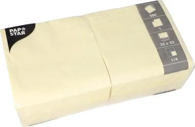 Produktbild von 500 Servietten, 1-lagig 1/4-Falz 33 cm x 33 cm creme