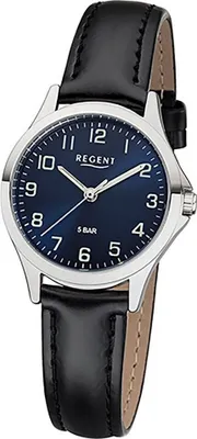 Produktbild von Regent Damen Uhr Lederarmband 2112417 Analog Leder Armbanduhr schwarz UR2112417