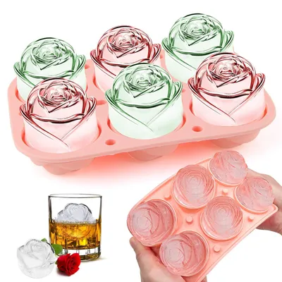Produktbild von Eiswürfelform - Silikon mit Deckel in Rosenform - Für Whiskey, Cocktails, Saft und Kaffee - Rose