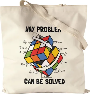 Produktbild von Any Problem Can Be Solved Jutebeutel Stoffbeutel Canvas Rubik Cube Magic Würfel Retro Rubi Vintage Nerd Zauberwürfel
