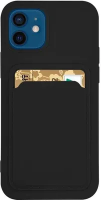 Produktbild von Card Case Silikon Portmonnaie Handyhülle mit Kartenfach Cover Bumper kompatibel mit Samsung Galaxy A22 4G (A225F) Schwarz