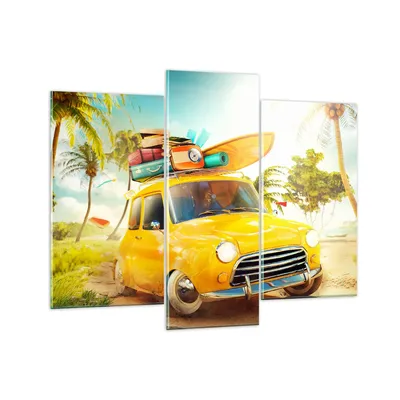 Produktbild von Bilder auf glas - Auto Strand Reise Sommer - 130x100cm - Glasbilder - Wandbilder - Kunstdruck - zum Aufhängen bereit - Wanddekoration aus Glas - Glas Bilder - Wandbild auf Glas - GCB130x100-2839