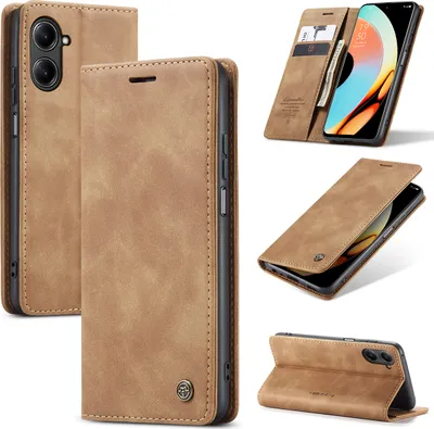 Immagine prodotto di Custodia Realme 10 Pro, Custodia retrò in Finto cuoio con funzione stand per Realme 10 Pro Marrone