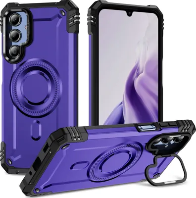 Obrázek produktu pro Magnetické pouzdro pro Samsung Galaxy A16 5G/4G, robustní vojenské ochranné pouzdro s kamerovým kroužkem stojánkem Fialová