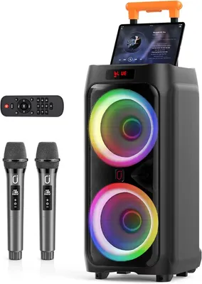 Obrázek produktu pro Bezdrátová karaoke sada – 500 W výkon – 8palcový subwoofer – Bluetooth reproduktor pro domácí použití