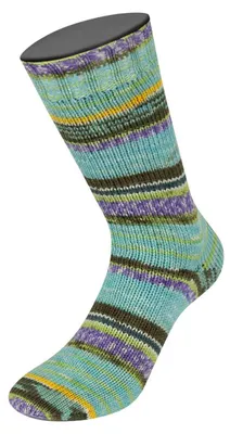 Produktbild von Lana Grossa - Cool Wool 4 Socks Print IIl 7215 pistazie minttürkis gelb creme moosgrün tiefseegrün lila