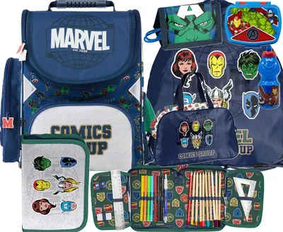 Produktbild von AVENGERS Schulranzen Ergonomisch 7-teilig schulrazen set ranzen rucksack schulrucksack schulranzen MARVEL fur Jungen