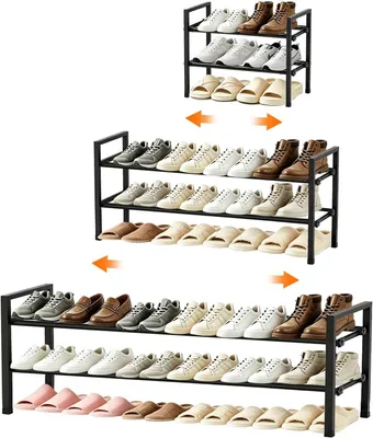 Obrázok produktu pre Regál na topánky, 2-poschodový - Výsuvný kovový stojan na topánky