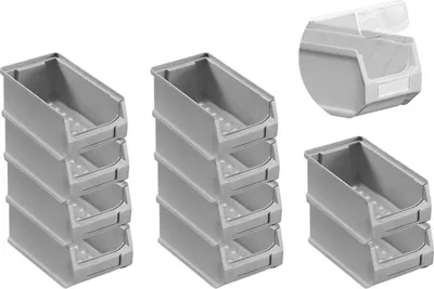 Produktbild von SparSet 10x Graue Sichtlagerbox 2.0 mit Abdeckung | HxBxT 7,5x10x17,5cm | 0,8 Liter | Sichtlagerbehälter, Sichtlagerkasten, Sichtlagerkastensortiment, Sortierbehälter