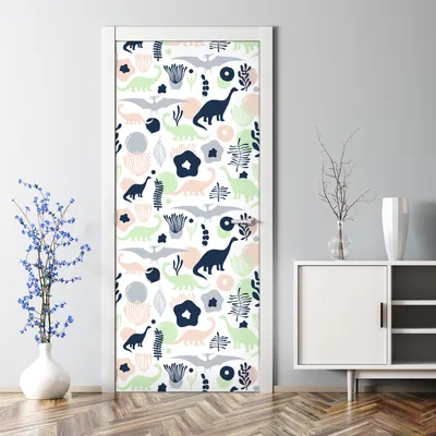 Produktbild von Dekorative Tür Wandaufkleber Wandtattoo selbstklebend dekoration Bunte Dinosaurier 77 x 200 cm