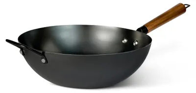 Produktbild von A. Basics Eingebrannter Wok aus Kohlenstoffstahl mit Akazienholzgriff, Für alle