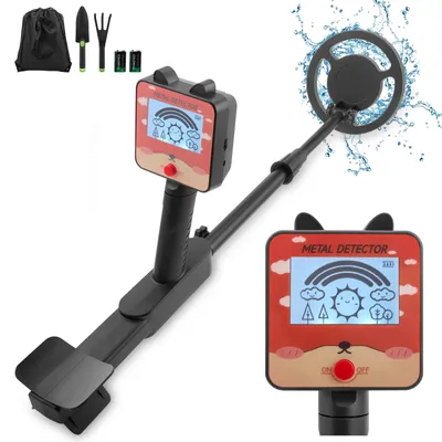 Produktbild von Metalldetektor - LCD-Metalldetektor - IP68-Wasserdicht - Kinderspule - Höhenverstellbar - Batteriebetrieben - Schwarz