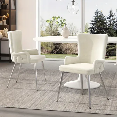 Immagine prodotto di Sedie da pranzo - Sedie da pranzo senza braccioli - Sedie - Sedie in velluto - Sedie beige