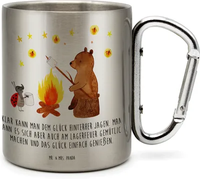 Produktbild von Mr. & Mrs. Panda Thermobecher Bär & Marienkäfer Lagerfeuer - Transparent - Geschenk, Becher Aus Edelstahl, Teetasse, thermotasse, Isolierbecher, Teddy