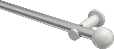 Produktbild von Interdeco Gardinenstange / Vorhangstange Silbergrau / Weiß, Typ Platon Luino (Kugel) ohne Ringe, 20 mm Ø 1-läufig, 100 cm