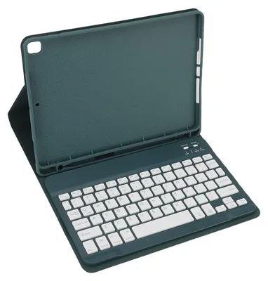 Obrázek produktu pro Pouzdro s klávesnicí pro tablet, vhodné pro 9., 8. a 7. generaci, s bezdrátovou klávesnicí s 7barevným podsvícením a ochranným krytem s držákem na pero, zelené
