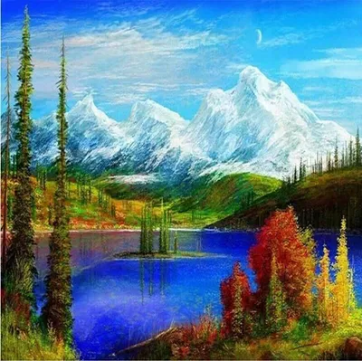 Obrázok produktu pre DIAMENTOVÁ MOZAIKA: HORSKÉ JAZERO, 30x40 cm, kreatívna sada